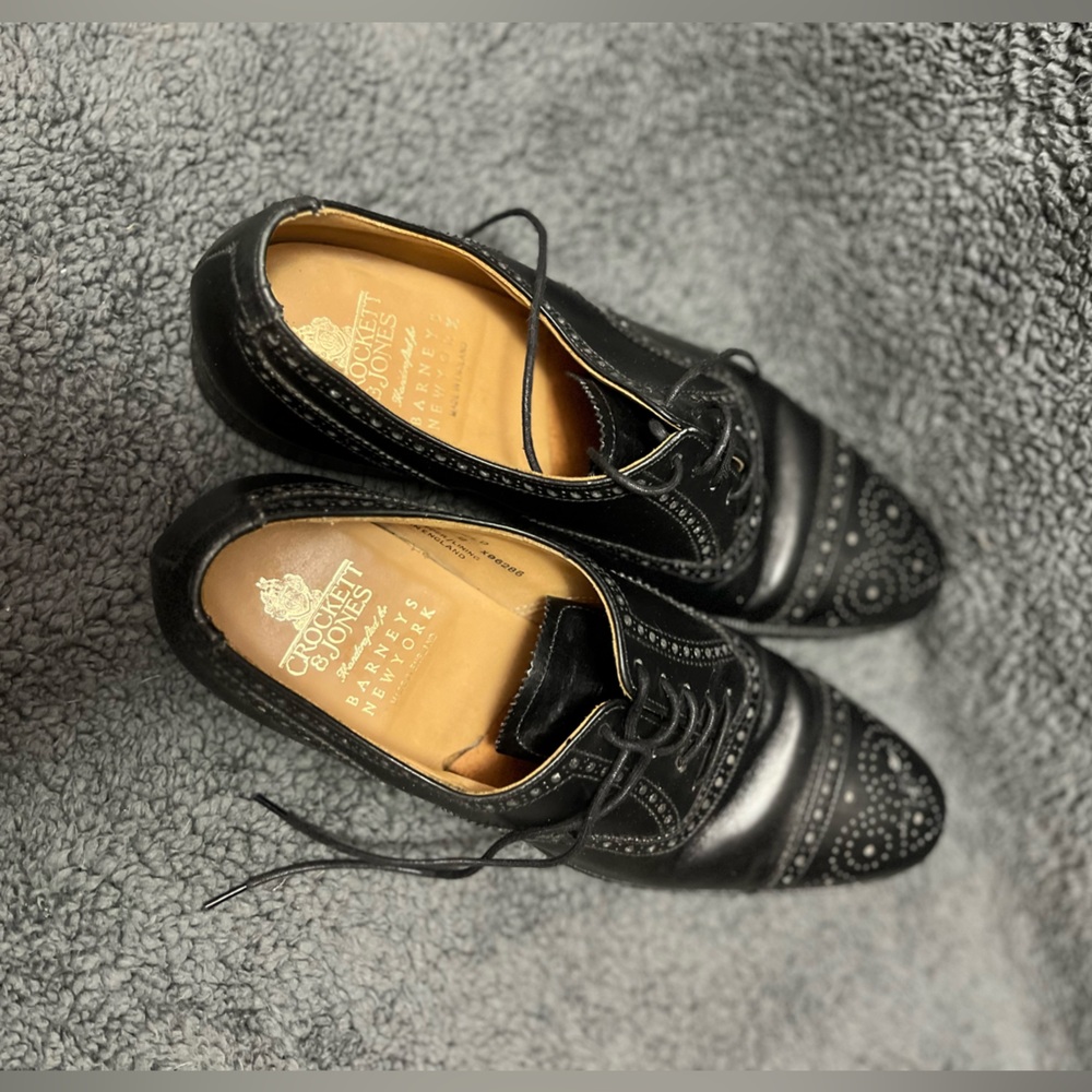 Black Leather Brogue Derby Shoes for Men